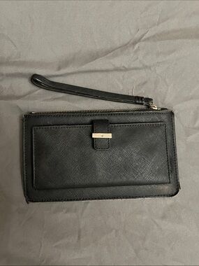 kate spade Black Leather Wristlet with Gold Hardware